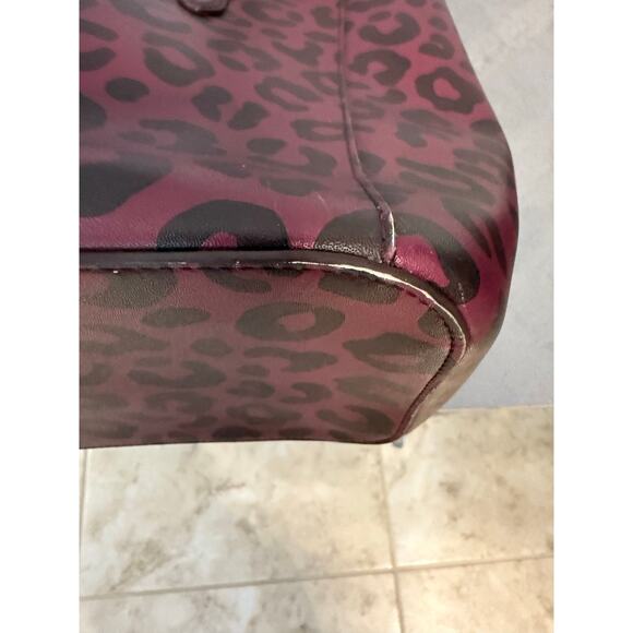 Kate Spade New York Leopard Print Margareta tote Bag burgundy shore Street - Picture 8 of 14
